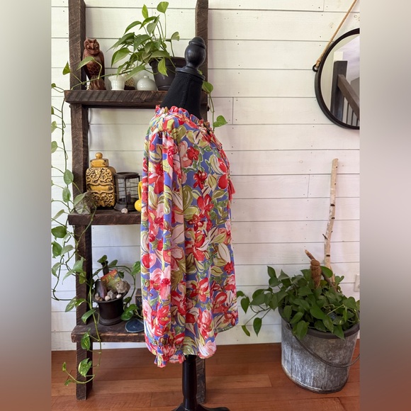Belle by Kim Gravel: Vibrant Floral Blouse with Tassel Detail - Picture 9 of 17